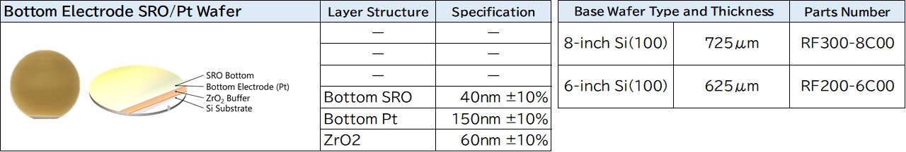 Bottom Electrode SRO/Pt Wafer