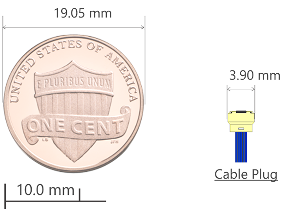 One-cent동전과 5 pin Plug의 Size 비교 이미지