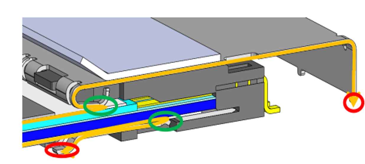 Cross Section of EVAFLEX® 5-HD Connector with highlighted GND path