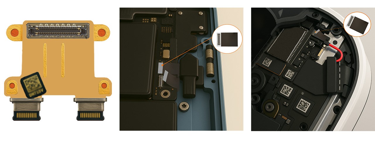 USB Type-C コネクタ モジュールとカメラ サブシステム(基板対基板コネクタとFPCを使用)