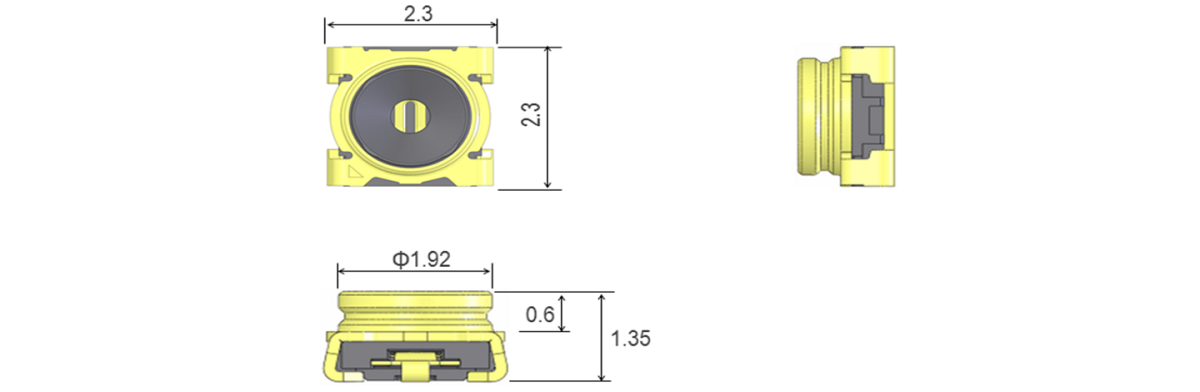 フットプリント2.3x2.3mm RFモジュールアンテナ検査用コネクタ_SW23