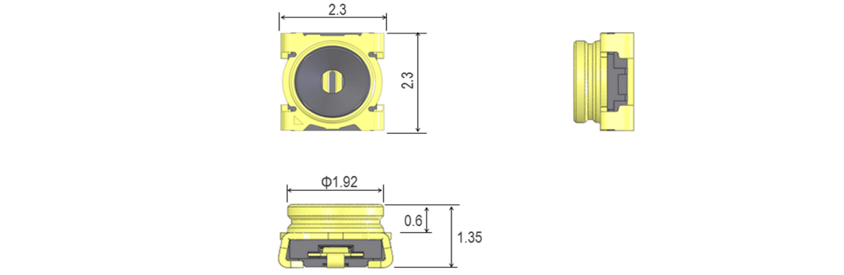 MHF-SW23 Excellent inspection connector for RF modules with on-board antennas 2.3 x 2.3 mm excellent Inspection connector for RF modules with on-board antennas